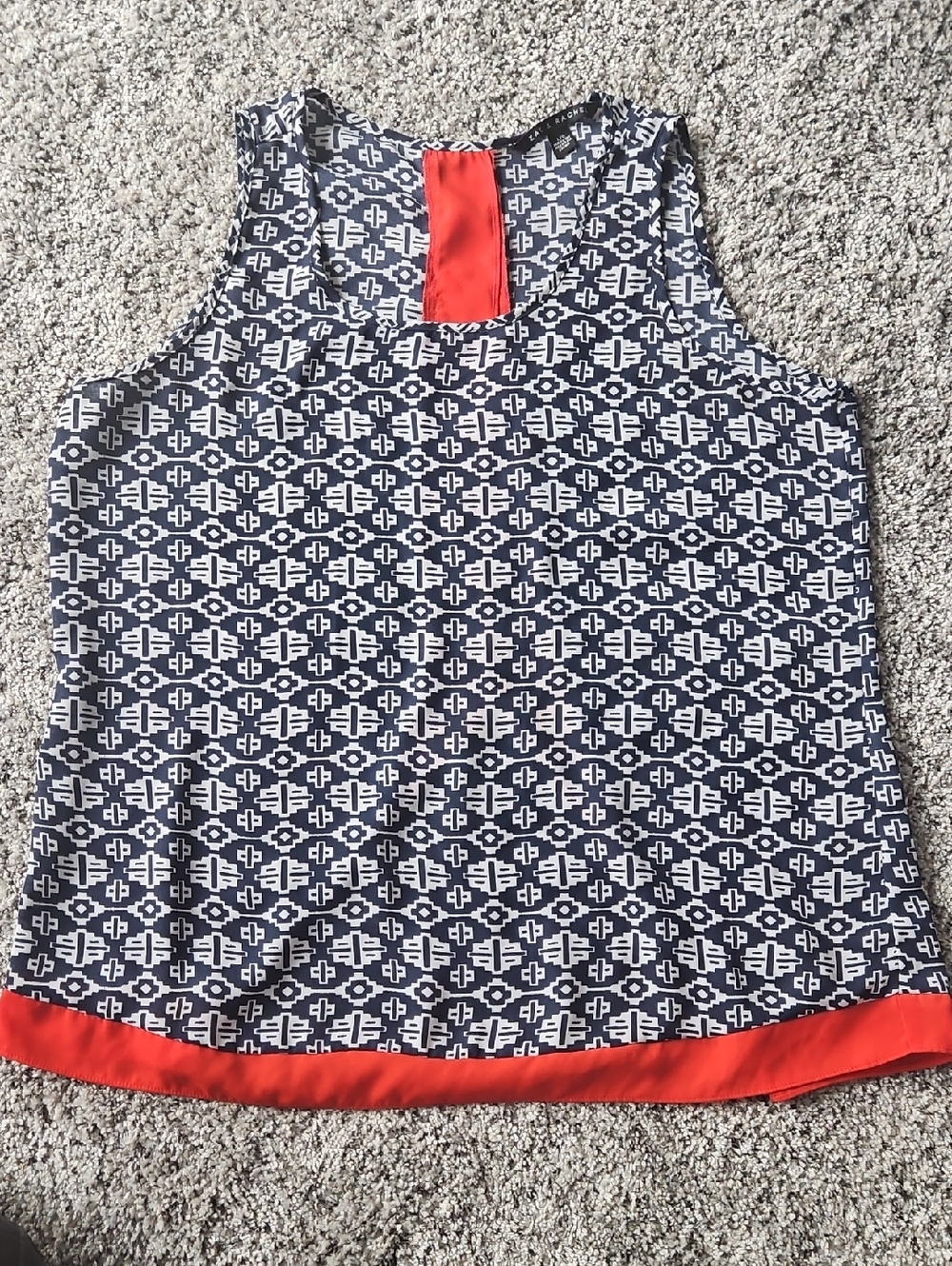 Zac & Rachel Navy Geometric Tank with Red Accents